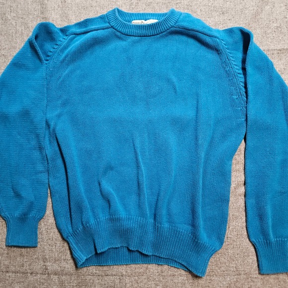 Vintage‎ Steeplechase 100% Cotton Knit Sweater Blue Pullover Crewneck - Picture 2 of 7